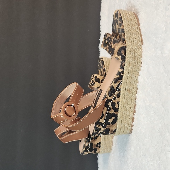 Steve Madden chetah/leopard "Kiddie" espadrille wedge open Toe 3" heel s… - Picture 5 of 10